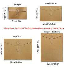 5pcs Kraft Paper File Bag For Office, A4/A5 Size, Blank Horizontal Document Folder, Magnetic Clasp Wallet With Large Capacity For Receipts And Stationery - Khaki - View 8