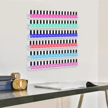 Organizador de esmalte de uñas de acrílico transparente con 6 estantes, 15 pulgadas de largo para 66-90 botellas de esmalte de uñas, estantes flotantes de acrílico multiusos