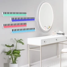 Organizador de esmalte de uñas de acrílico transparente con 6 estantes, 15 pulgadas de largo para 66-90 botellas de esmalte de uñas, estantes flotantes de acrílico multiusos