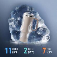 40 Oz Tumbler With Handle Travel Mug Straw Covers Cup With Lid Insulated Stainless Steel Water Iced Tea Coffee Gift ROSE. - Pink - View 2