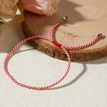 1PC Vòng tay dây bện nhiều màu sắc cổ điển đỏ trắng truyền thống phong cách Hy Lạp tháng 3 dành cho nam nữ hợp thời trang năm 2024 - Nhiều màu - Xem 2