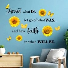 2入組啟發性引言乙烯基牆貼紙：接受現在的自己,放手過去的一切,對未來懷有信心,適用於臥室、客廳,激勵振奮的引言乙烯基貼紙,11.8x11.8英寸x2片
