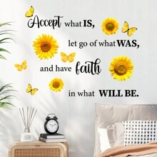 2入組啟發性引言乙烯基牆貼紙：接受現在的自己,放手過去的一切,對未來懷有信心,適用於臥室、客廳,激勵振奮的引言乙烯基貼紙,11.8x11.8英寸x2片