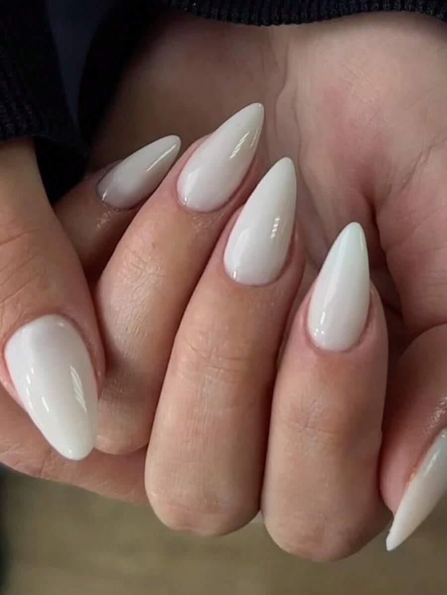 24pcs Almond-Shaped Red Press-On Nails Set, Medium Length Design Suitable For Daily Wear, Includes 1pc Jelly Gel And 1pc Nail File