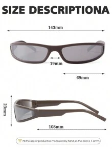 1 Pair Men's Fashionable Y2K Sports Glasses, Mirror Lens, Wrap-Around Futuristic Fashion Glasses, Punk Hiphop Style Narrow Rectangular Frames, Compact Eyewear Suitable For Parties, Driving, Beach, Festivals, Travel, Can Be Paired With Halloween Costumes, Streetwear, Sweaters, Jackets, Hoodies, Leather Pants, Cargo Pants, Great For Summer Beach Vacations, Outdoor Activities And Traveling - Multicolor - View 7