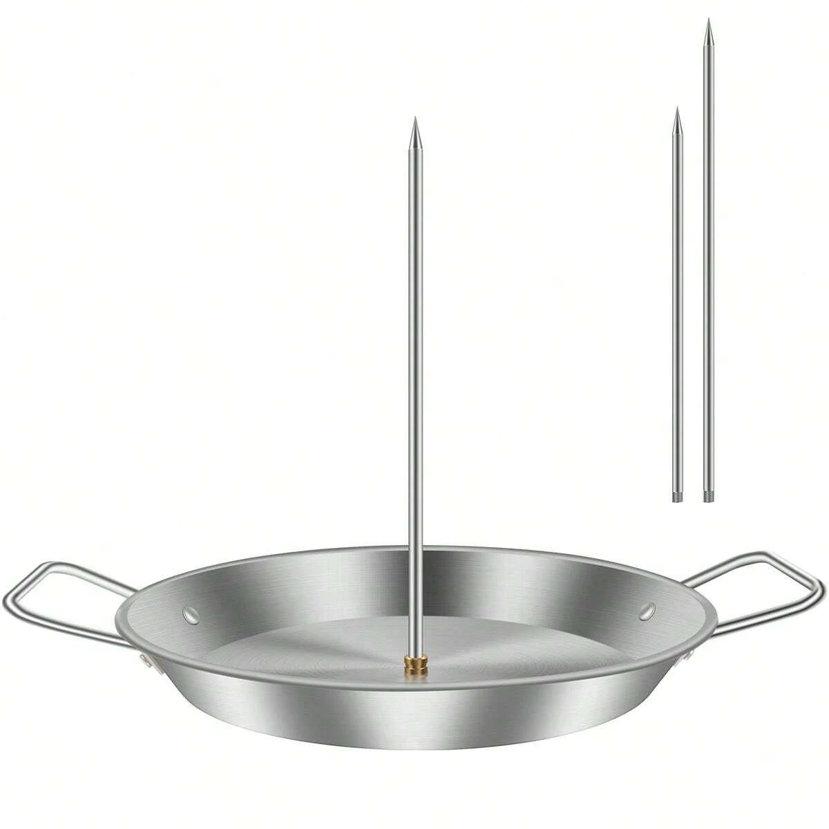 Spiedino Verticale Per Barbecue In Acciaio Inox 304 - Supporto Girarrosto Con 3 Aste Rimovibili - 3