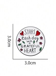 1pc Creative Retro English Letter Brooch Starts With A Grateful Heart. Every Day, The Brooch Badge Is A Versatile Accessory For Men And Women, Giving It To Friends For Daily Wear