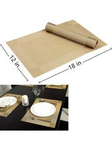 Set 6 Placemats Waterproof -Leather Coffee Table Kitchen Dining Room - Gold - View 2