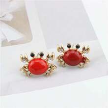 欧美时尚简约个性贝壳金色螃蟹耳环 - 金黃色 - 查看 12