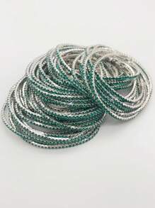 12pcs Set Fashionable White Crystal Elastic Bracelets For Women, Suitable For Parties - Elastic Bracelet - View 15