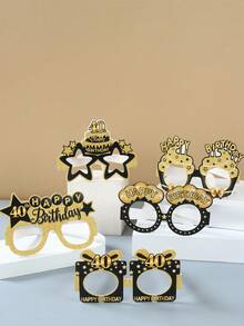 8 件裝黑金 50 歲生日紙眼鏡、派對帽和派對配件生日眼鏡非常適合 50 歲生日派對、黑金派對裝飾用品照片道具