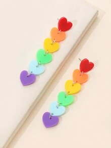 1 Đôi bông tai hình trái tim cầu vồng bằng acrylic, kỷ niệm Tháng Tự hào , phụ kiện trang sức dự tiệc dành cho phụ nữ và bé gái - Nhiều màu - Xem 3