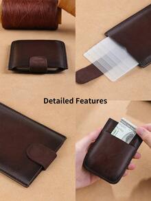 1pc Slim & Minimalist Leather Card Wallet For Men With Button Closure. It Can Hold Credit Card Bank Card Transportation Card And Cash. A Perfect Choice For Daily Use In 2024 Fashionable And Durable Business Casual - Coffee Brown - View 10