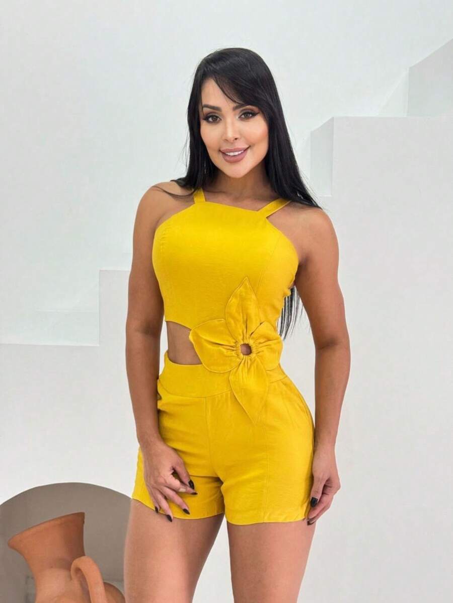 Women Jumpsuits - Mustard Yellow - View 1