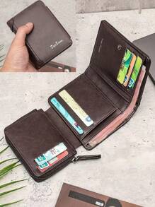 Thiết kế mới Họa tiết Đô la Ví Kẹp tiền , Nam Nhiều thẻ Ngắn Ví , Cầm tay Ví tiền xu - Cà phê nâu - Xem 1