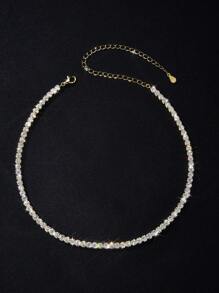 1 件闪耀合成钻石项链，女款 S925 纯银镀黄金迷人情人节精美女士珠宝礼物