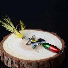 1pc Rotating Spinner  Fishing Lure 10g/7cm Wobbler Bait With Feather Fishing Tackle For Bass Trout Perch - Red - View 4
