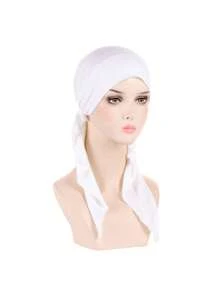 1 pezzo Cappello fascia teste da donna a doppia coda di nuova arrivata in colore unito, turbante bonnet semplice e conveniente per capelli