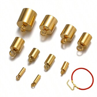 20入/批圓形繩端蓋2 3 4 5 6 7 8 9 10毫米擠壓止口帽連接器用於珠寶製作手鍊項鍊