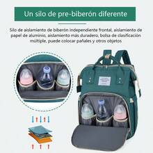 Mochila multifuncional de gran capacidad para maternidad y bebé,navidad - Verde - Ver 6