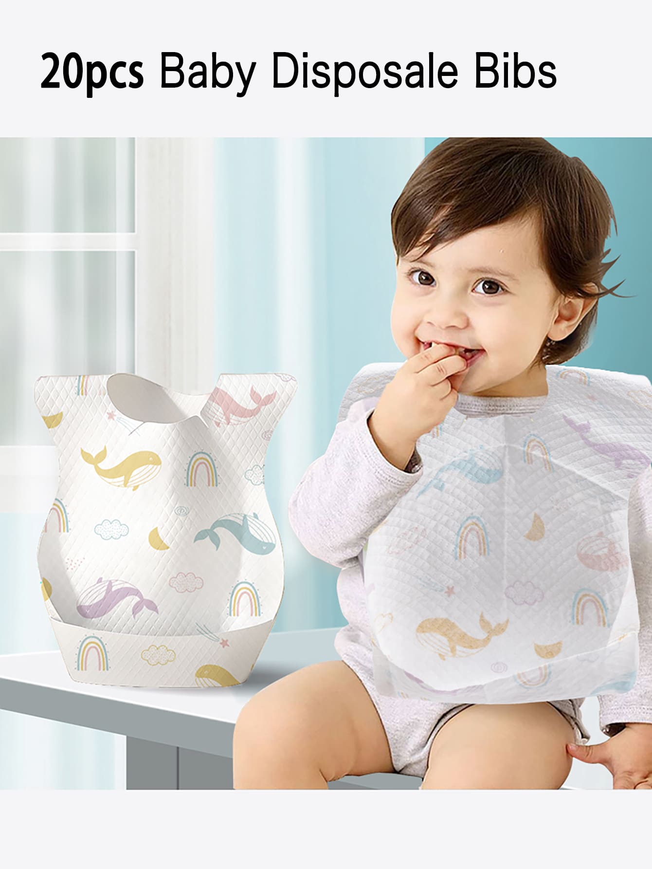 20pcs/Pack Disposable Waterproof Lightweight Baby Bibs, Ideal For Daily Use While Eating - White Specification 1 - View 1