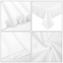 6 Pack Polyester Tablecloth 60 X 102 Inch  Polyester Table Cloth For 6 Foot Rectangle Tables, Stain And Wrinkle Resistant Washable Table Cover For Kitchen Wedding Banquet Restaurant Party Outdoors Camp Out Picnic Multiple Colors,Weddings Graduation Season Outdoor Events Entertain Guests - 白色 - 查看 8