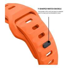 Pulseira de silicone com design texturizado, respirável e ajustável, ideal para esportes ao ar livre, laranja, compatível com smartwatches Ultra2/1Series/SE/S9/8/7/6/5/4/3/2/1 de 38 mm/40 mm/41 mm/42 mm/44 mm/45 mm/49 mm. Acompanha protetor de tela de vidro temperado 2 em 1 e capa rígida de policarbonato com moldura prateada para proteção.