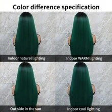 13x4 Synthetic Lace Front Wigs 26 Inches Long Silky Straight Ombre Green Color Heat Resistant Fiber Frontal Lace Replacement Wigs Dark Roots Ready To Wear Pre Plucked Baby Hair Natural Hairline Free Part Glueless Wigs For Women Girls Party Vacation Makeup Use Daily Wear - màu xanh lá - Xem 9