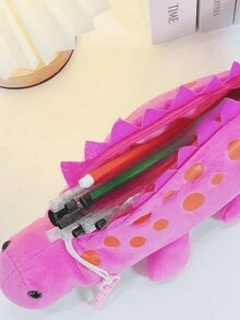 Creative Plush Dinosaur Pen Case With Large Capacity Cartoon Doll Stationery For Students [Blue Dinosaur], Random Colored Rope Buckle - Blue Dinosaur - View 7