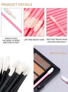 50 Stücke farbige Einweg Lippenstift und Wimpern-Microswabs in Blau, Schwarz, Pink und Grün. Schminkpinsel für Wimpern und Lippenstift für Verlängerungen sowie Make-up Werkzeuge für die Schönheit