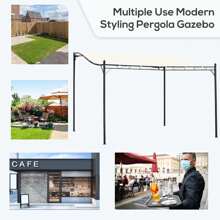 Outsunny 10' X 13' Outdoor Pergola Gazebo, Canopy W/ Drain Holes, Gray - 白色 - 查看 7