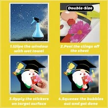 9 Sheets Graduation Window Sticker Gnome Window Clings Removable Congrats Grad Decals College Congratulation Party School Classroom Home Decor - Graduation Season-2 - View 4