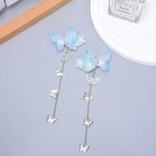 流苏链蝴蝶发夹，带水钻装饰，适合古装、优雅发型，极具吸引力 - A - 查看 13