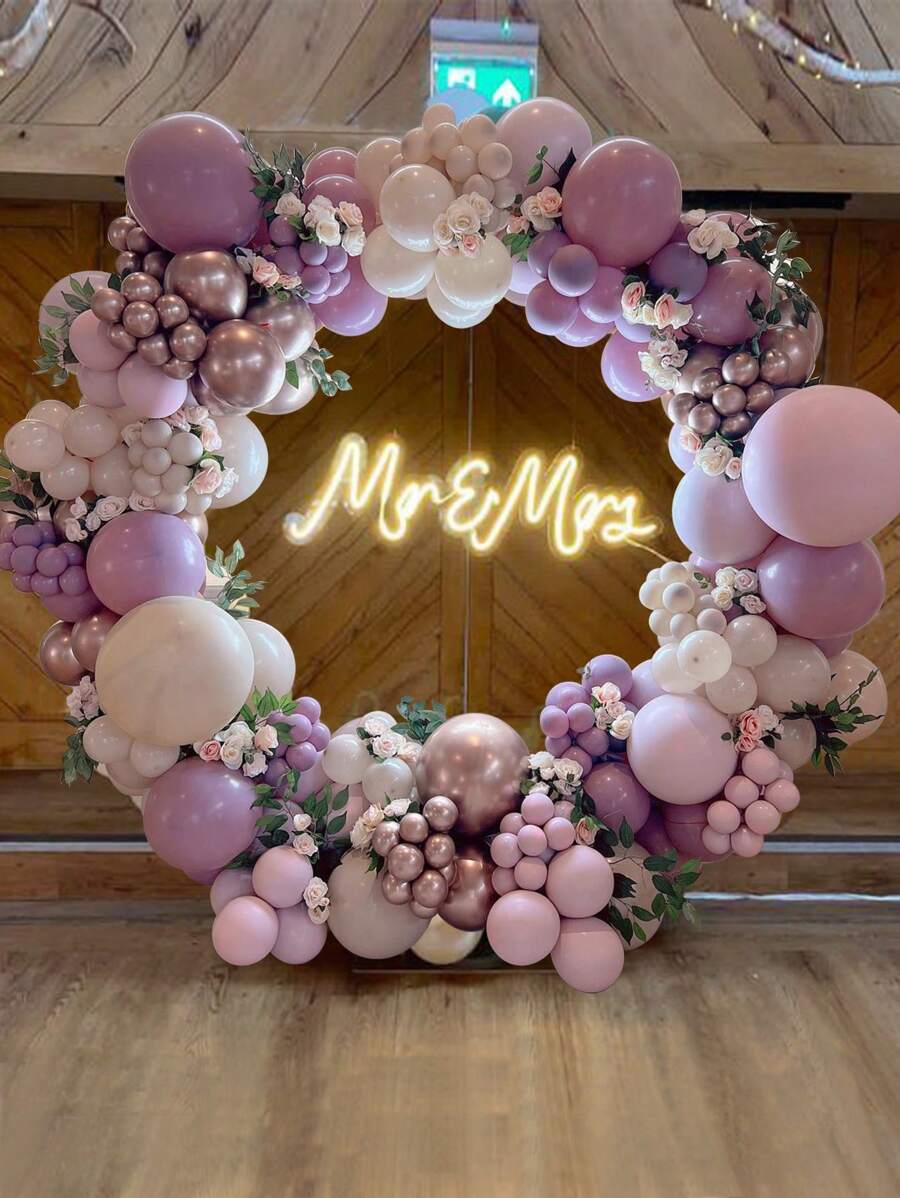 105/135pcs Purple Pink Rose Gold Balloon Set & Balloon Accessories, 2025 New Year Decoration Balloon, Birthday Background Decoration Balloon, Wedding Party Background Decoration Supplies Confetti Balloon Set, Balloon Arch Kit, Party Favor, Birthday Gift Balloon Garland