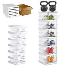 Cajas Organizadoras para Zapatos, Zajonera Acrílica para Zapatos Transparente, Zapatero Plegable de Plastico para Guardar Zapatos,Sneaker Box(6 cajas) - Blanco - Ver 2