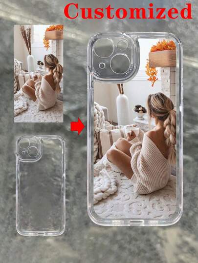 1 pieza Funda de teléfono transparente y suave personalizable como regalo de aniversario, cubierta protectora con estampado de foto sexy, elegante y dulce para S22, S23, S24, S25 Ultra, A13, A14, A15, A16, A53, A54, A55, A56, A05, A04, 11, 12, 13, 14, 15, 16 Pro Max, Selección de temporada, Funda de teléfono 2025