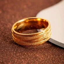 1 Pièce Bague En Acier Inoxydable À Rayures Simples Et Élégantes Pour Femmes, Convient Pour Mariage, Vacances Et Usage Quotidien