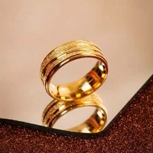 1 Pièce Bague En Acier Inoxydable À Rayures Simples Et Élégantes Pour Femmes, Convient Pour Mariage, Vacances Et Usage Quotidien