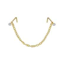 1 件装鼻环鼻链穿孔双鼻钉链珠宝 Ry 蛋白石心形花球 L 形不锈钢鼻环鼻孔珠宝女士情人节