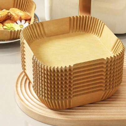 100pcs Disposable Air Fryer Paper Liners, Air Fryer Basket Liners, Baking Pans, Oven Accessories, Baking Tools, Kitchen Gadgets, Kitchen Supplies
