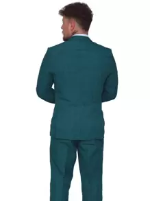 Italian Executive Slim Suit Microfiber Luxury Blend - Green - View 4