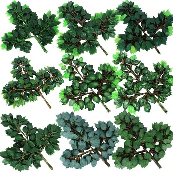 5 Realistic Grape Leaf Plants, Elegant Artificial Green Leaves, Evergreen Trees All Year Round, Bright Colors, Durable Materials, Suitable For Outdoor Garden Decoration And Indoor Fake Tree Decoration, Used For Weddings And Home Decoration