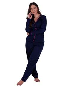 Women Pajama Sets - 藏蓝色 - 查看 4