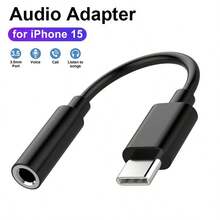 Usb C To 3.5mm Audio Aux Jack Adapter With Cable, Compatible With Iphone 15 Pro Max/15 Pro/15 Plus/15/Samsung S24/S23/S22/S21 Ultra Plus/Huawei Series - Black - View 9