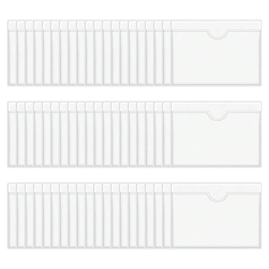 Porta etichette autoadesive da 60 pezzi con tasche per carte, porta etichette trasparente per libreria con parte superiore aperta per schede - Multicolore - Visualizzare 1