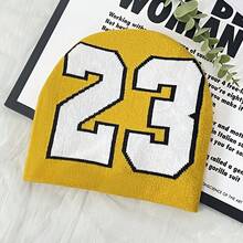 1入組男士針織帽,帽身編織23號圖案,休閒街頭風格,適用於多種戶外運動的小毛帽,男女適用,日常使用適用 - 彩色 - 查看 12