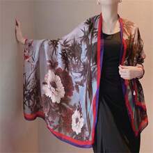 Châu Âu và Châu Mỹ Phong cách Hoa Textured Khăn quàng cổ , Gầy Và Dài In Khăn lụa Đối với Ngoài trời Và Đôi vai Bọc In Mùa Xuân Và Mùa thu - nhiều màu - Xem 9