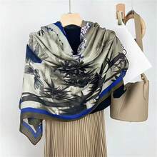 Châu Âu và Châu Mỹ Phong cách Hoa Textured Khăn quàng cổ , Gầy Và Dài In Khăn lụa Đối với Ngoài trời Và Đôi vai Bọc In Mùa Xuân Và Mùa thu - nhiều màu - Xem 3