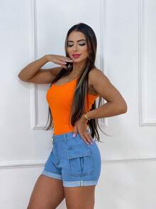 Women Denim Shorts - Rửa nhẹ - Xem 2