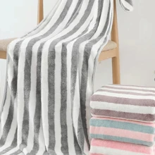 2pcs Striped Bath Towels, Ultrafine Fiber, Fast Drying, Soft, Comfortable, Multiple Colors Available, Suitable For Bathroom, Fitness, Shower - Gray Stripes - View 4